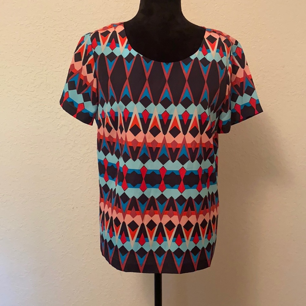 J Crew Patterned Shortsleeve Blouse